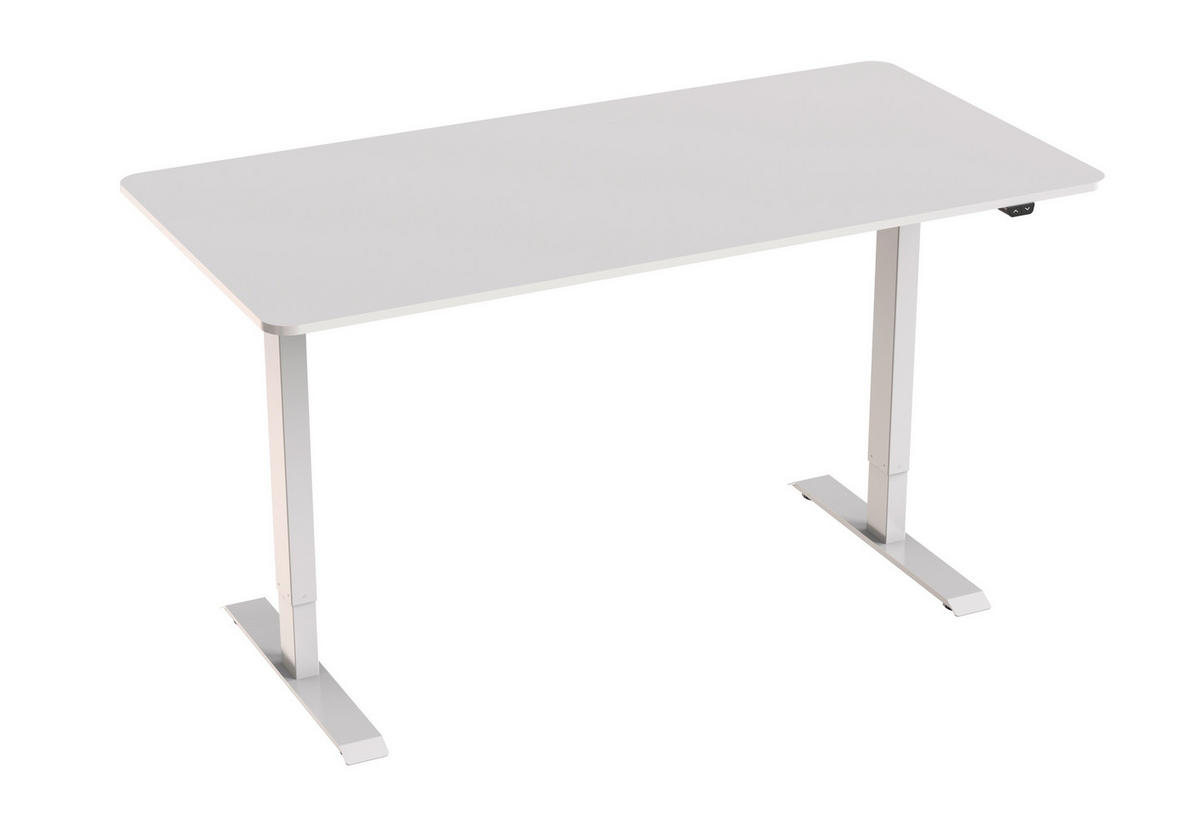 SCHREIBTISCH 160/80/73-123 cm  in Weiss  - Weiss, Modern, Holzwerkstoff/Metall (160/80/73-123cm) - Livetastic