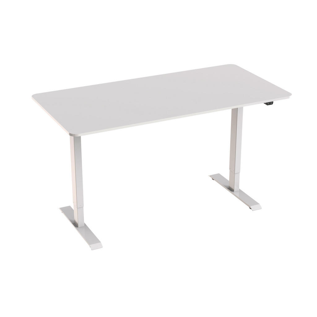 Thumbnail - Livetastic Schreibtisch, Weiß, Metall, Holzwerkstoff, rechteckig, eckig, 80x73-123x160 cm, höhenverstellbar, Arbeitszimm...