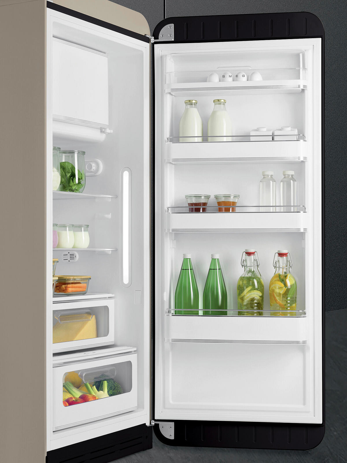 KÜHLSCHRANK 60,1/153/78,8 cm FAB28RMLM6  - Beige, Basics, Glas/Metall (60,1/153/78,8cm) - SMEG