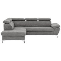 ECKSOFA Grau Mikrofaser  - Chromfarben/Grau, KONVENTIONELL, Textil/Metall (209/256cm) - Livetastic