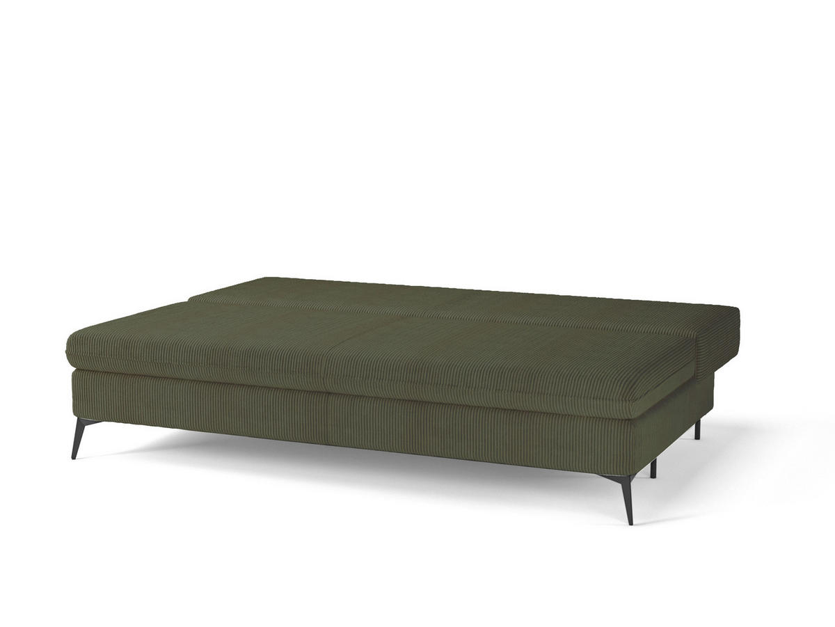 SCHLAFSOFA ROKSOLANA in Cord Olivgrün  - Schwarz/Olivgrün, Design, Textil/Metall (200/75/100cm) - MID.YOU