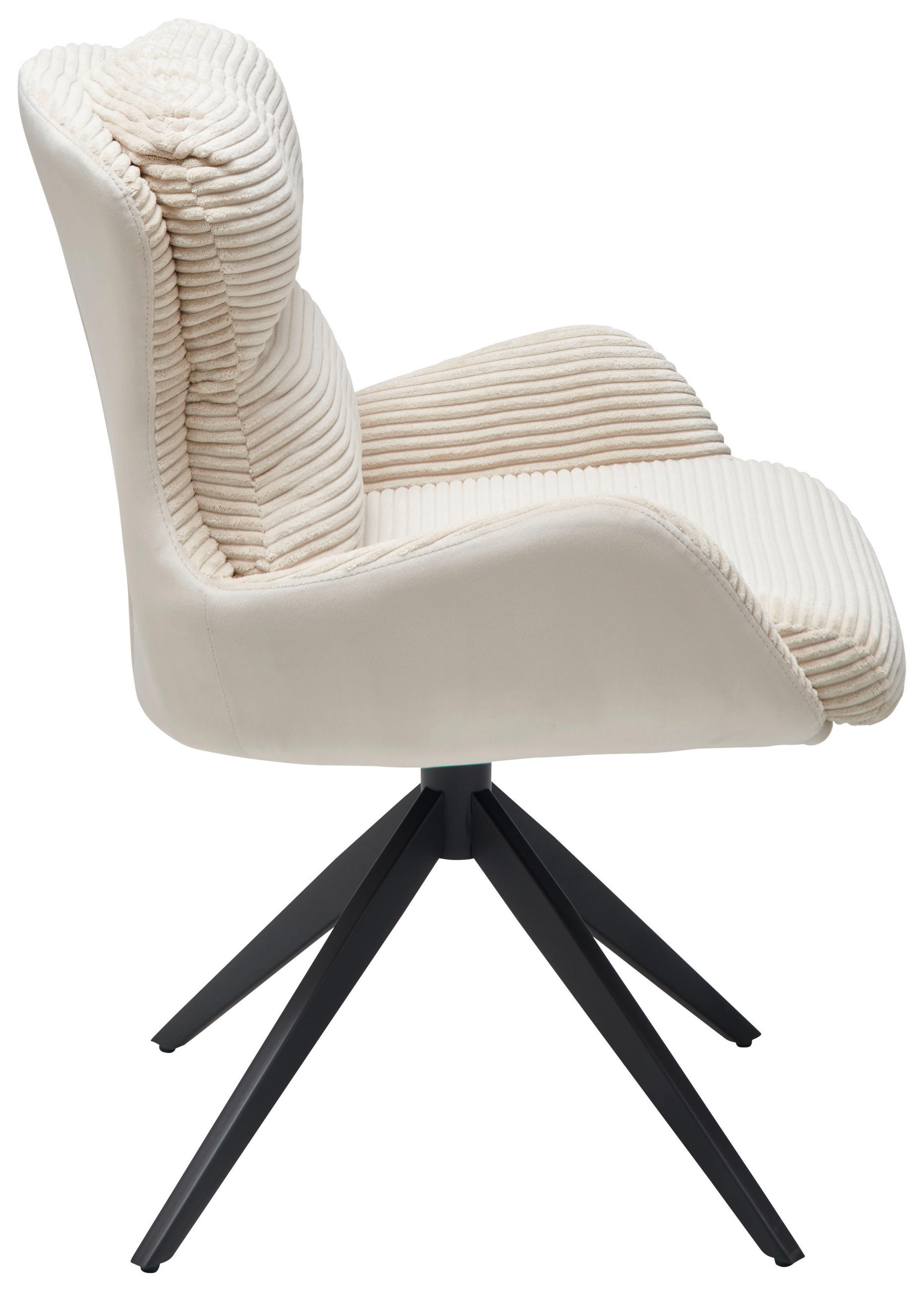 Thumbnail - Mid.you Armlehnstuhl Cord, Beige, Metall, Textil, Drehkreuz, 58x88x68 cm, Sitzfläche 360° drehbar, Esszimmer, Stühle, Es...