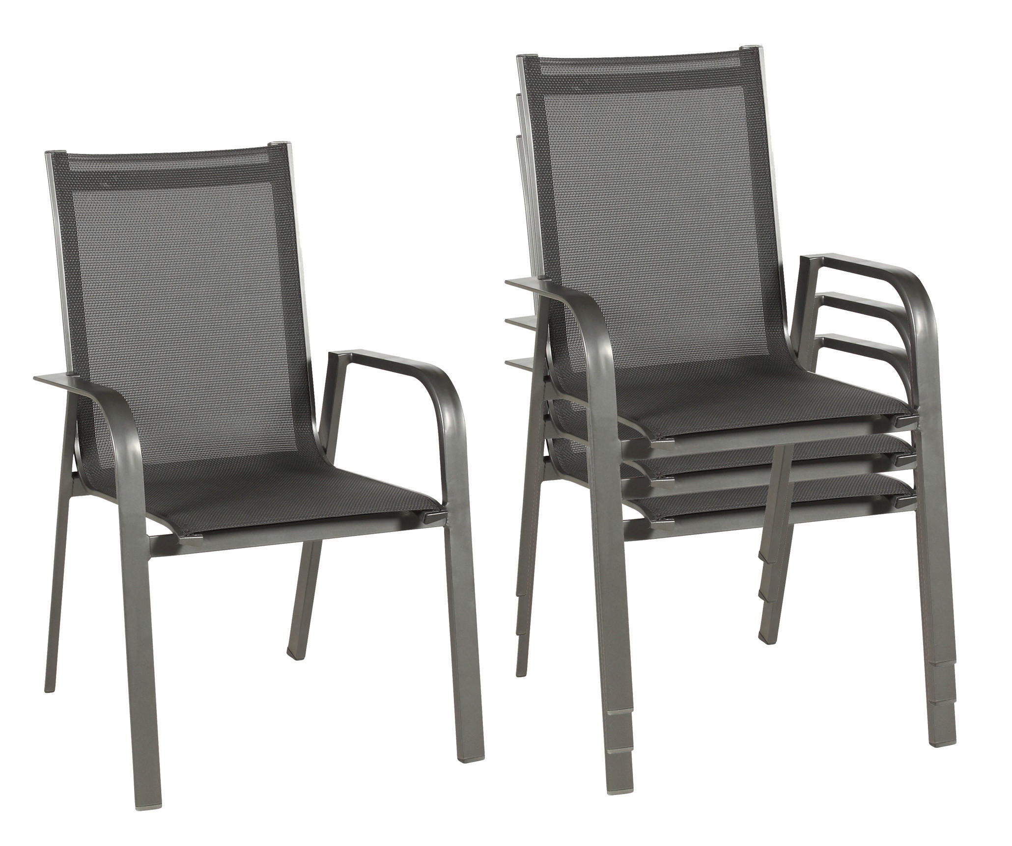 STAPELSESSEL Aluminium Anthrazit, Schwarz  - Anthrazit/Schwarz, Basics, Textil/Metall (69/97/62cm) - Acamp