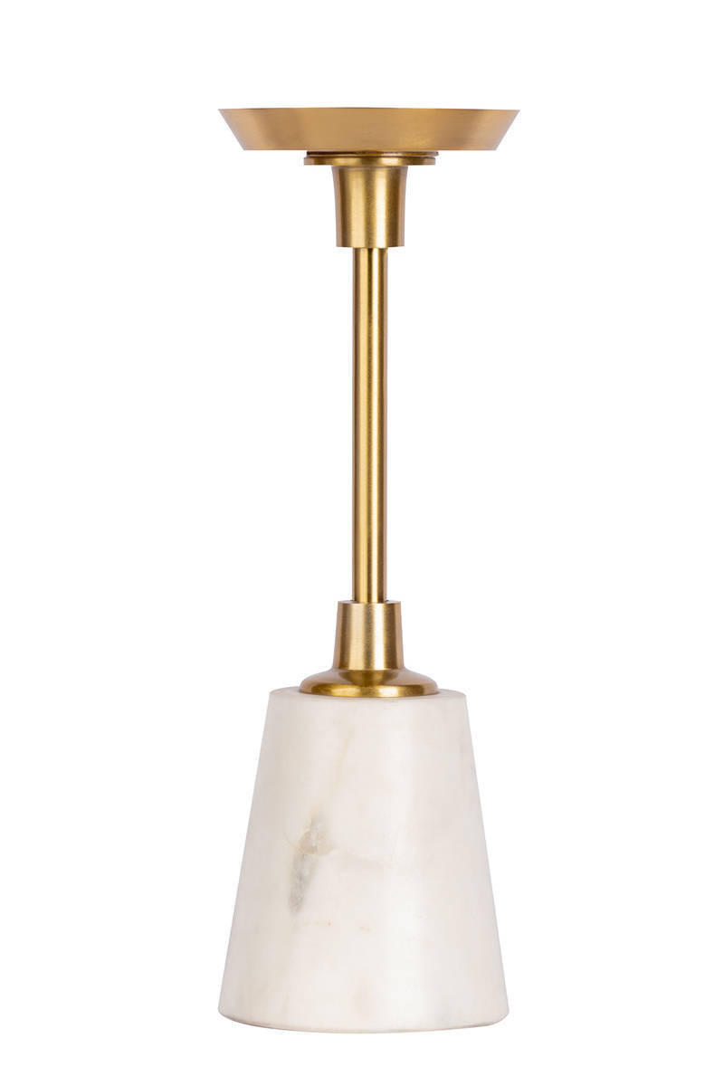 KERZENHALTER - Goldfarben/Weiß, Trend, Stein/Metall (10/30/10cm) - Kayoom