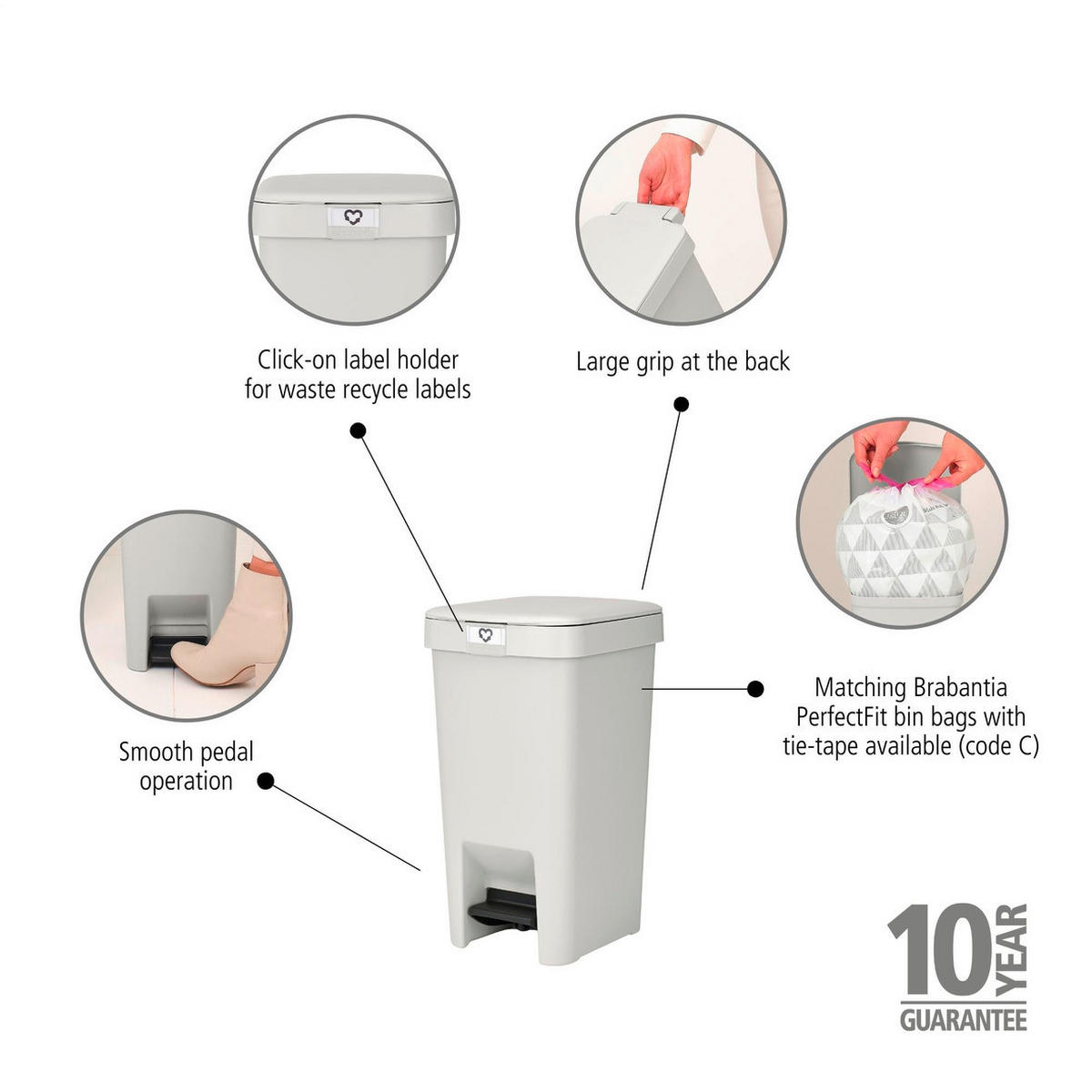 Pedalhink plast   - vit, Basics, plast (20,3/38,1/26,5cm) - Brabantia