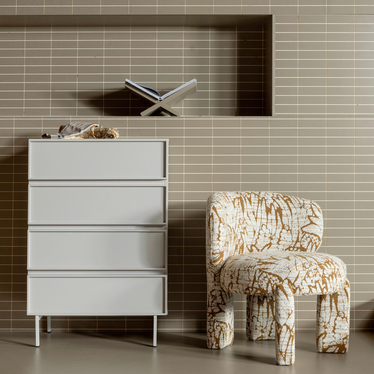 KOMMODE Tours, 70/102/42 cm, 4 Schublade(n)  - Sandfarben, Design, Holzwerkstoff/Metall (70/102/42cm) - Livetastic