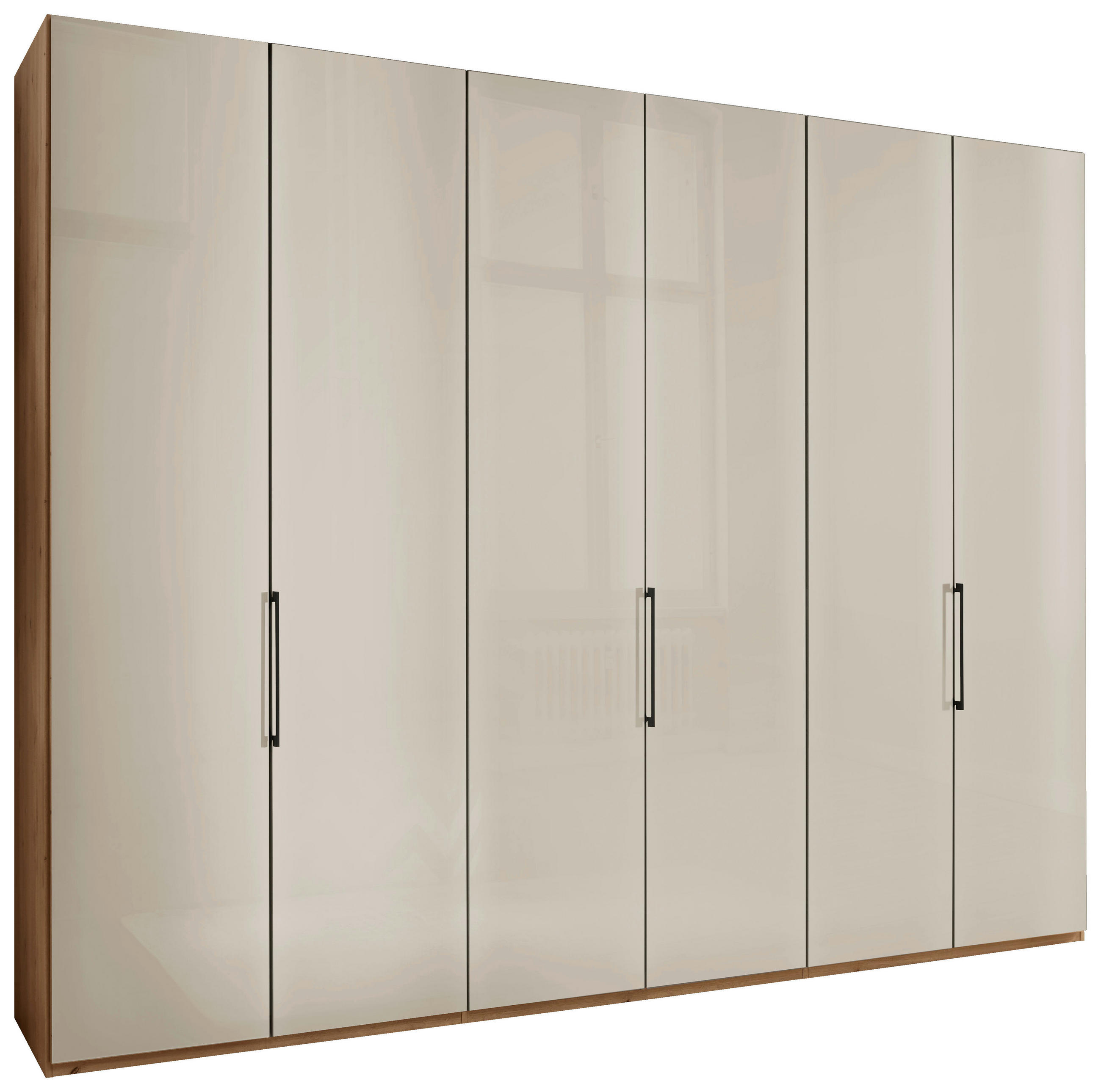 FALTTÜRENSCHRANK Champagner, Eiche Bianco  - Schieferfarben/Eiche Bianco, Konventionell, Glas/Holzwerkstoff (300/216/58cm) - Dieter Knoll