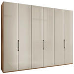 FALTTÜRENSCHRANK 300/216/58 cm 3-türig Champagner, Eiche Bianco  - Schieferfarben/Eiche Bianco, KONVENTIONELL, Glas/Holzwerkstoff (300/216/58cm) - Dieter Knoll
