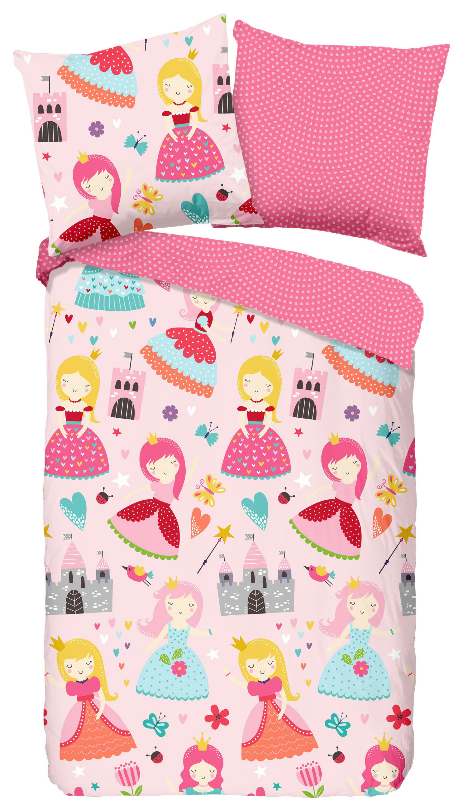 KINDERBETTWÄSCHE Royalty Renforcé 135/200 cm  - Rot/Rosa, Design, Textil (135/200cm)