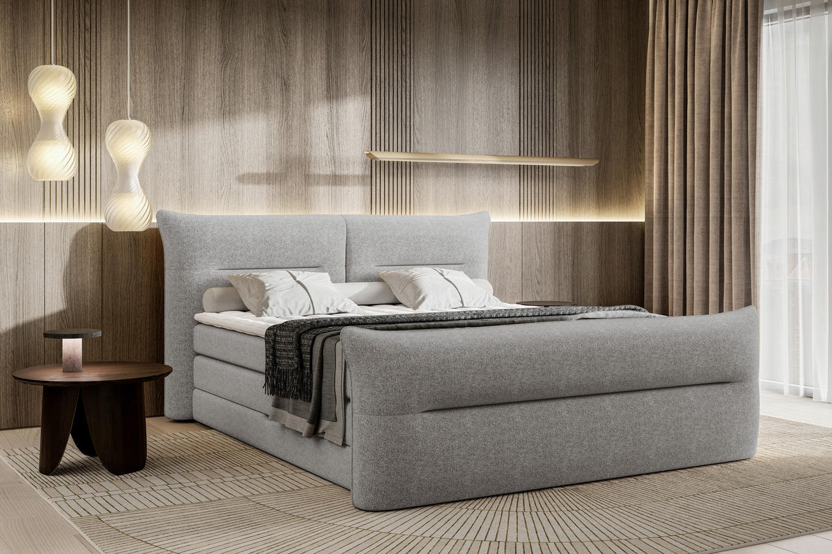 BOXSPRINGBETT 180/200 cm  in Grau  - Schwarz/Grau, Design, Kunststoff/Textil (180/200cm) - Chameo