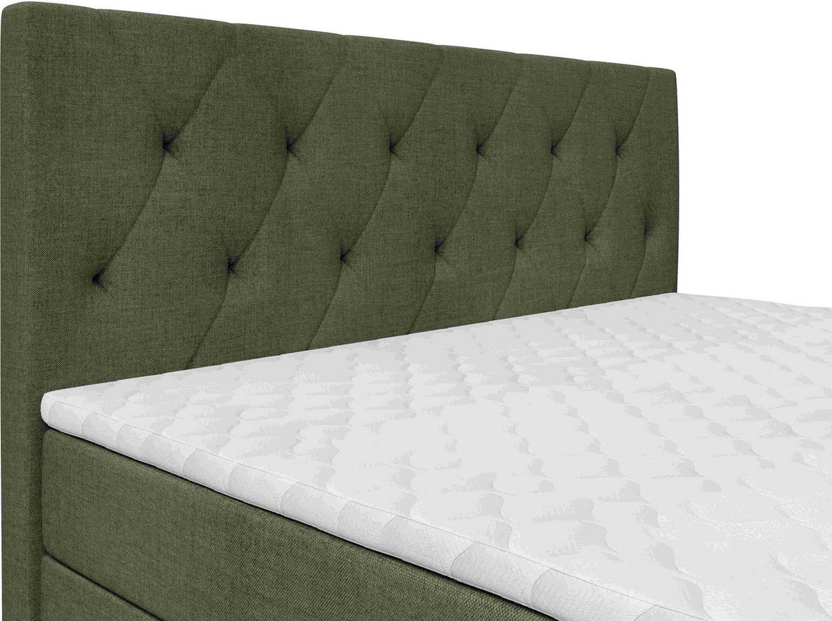 BOXSPRINGBETT 160/200 cm  Dunkelgrün  - Dunkelgrün/Silberfarben, Konventionell, Textil/Metall (160/200cm) - Chameo