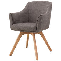 ARMLEHNSTUHL  Sitzfläche 360° drehbar Webstoff  Braun  - Braun/Naturfarben, KONVENTIONELL, Holz/Textil (61/85,5/63,5cm) - Livetastic