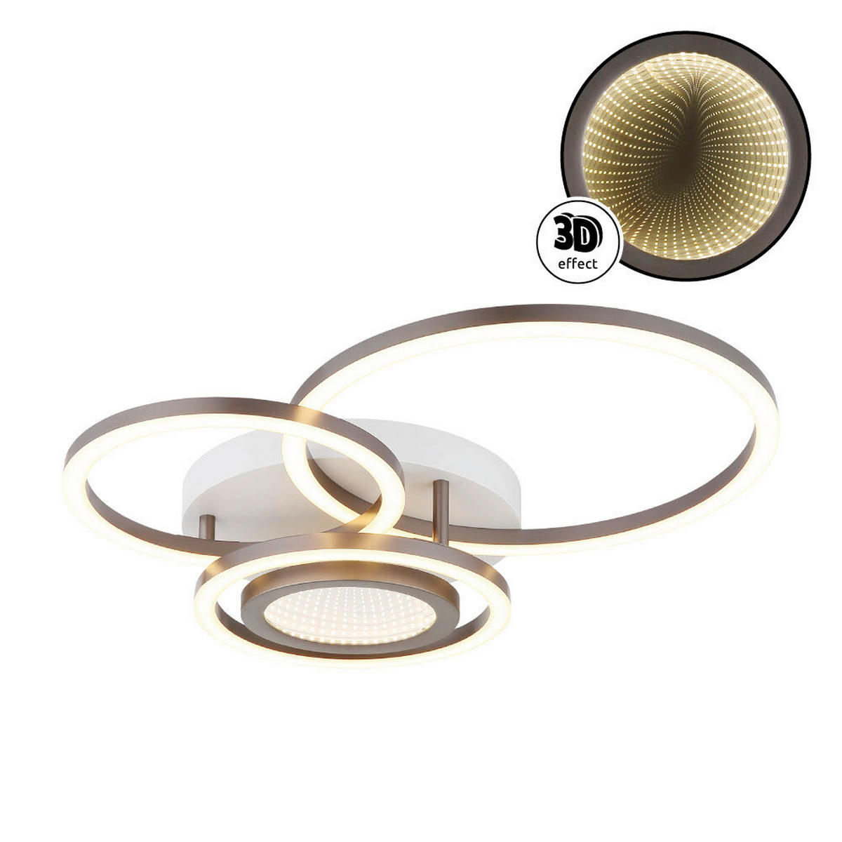 LED-DECKENLEUCHTE 49/39/10 cm   - Braun/Weiß, Design, Kunststoff/Metall (49/39/10cm) - Globo