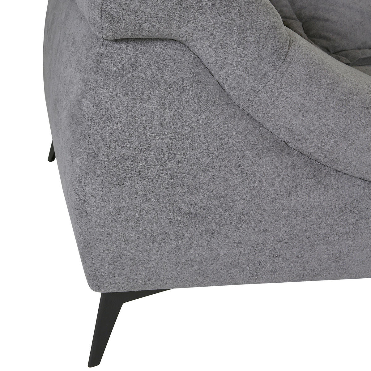 ECKSOFA Grau Flachgewebe  - Schwarz/Grau, Design, Textil/Metall (307/224cm) - Stylife