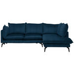 ECKSOFA in Samt Dunkelblau  241/200 cm  - Schwarz/Dunkelblau, Design, Textil/Metall (241/200cm) - Carryhome