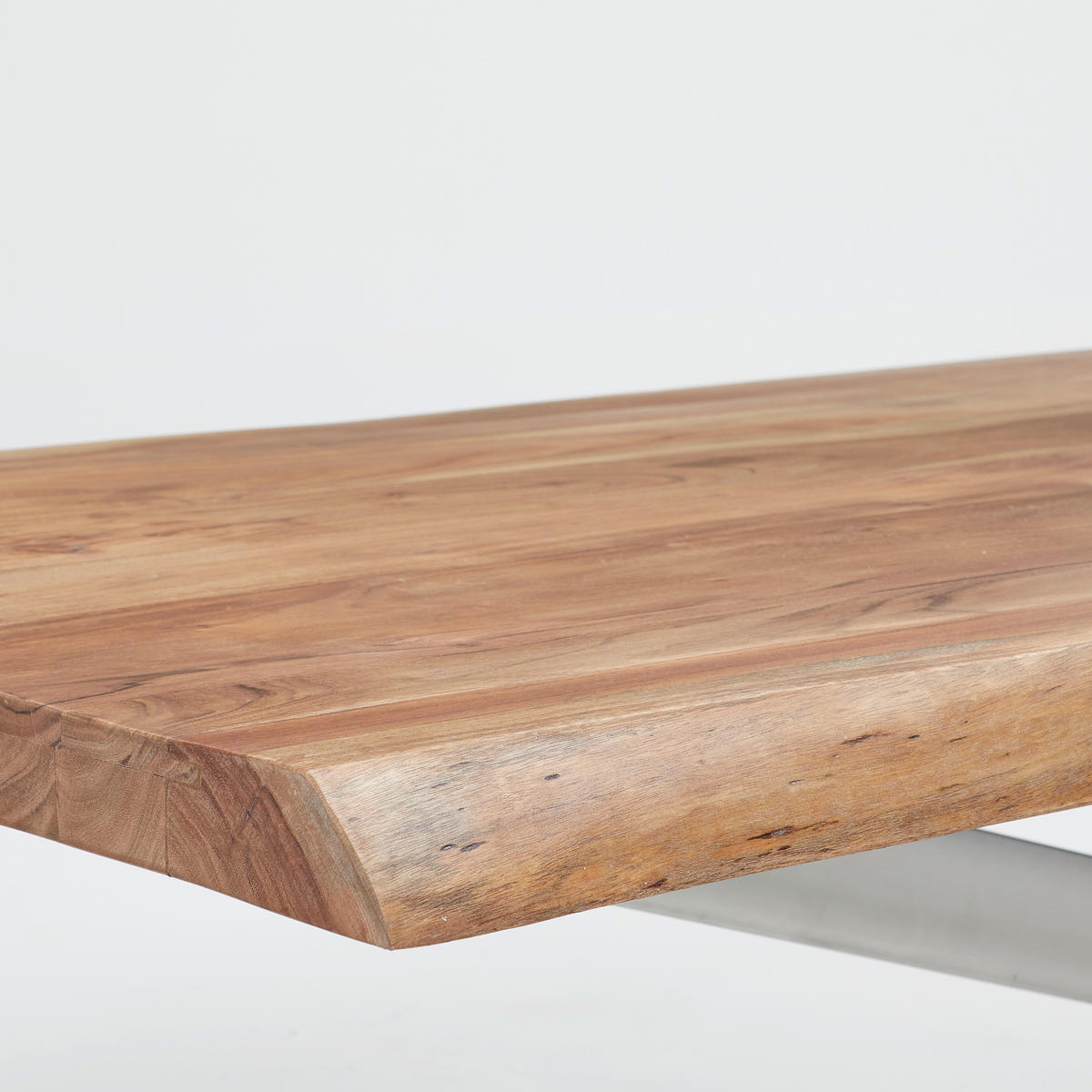 ESSTISCH Akazie Hartholz rechteckig Akaziefarben, Edelstahlfarben  - Edelstahlfarben/Akaziefarben, ROMANTIK / LANDHAUS, Holz/Metall (200/100/76cm) - Landscape