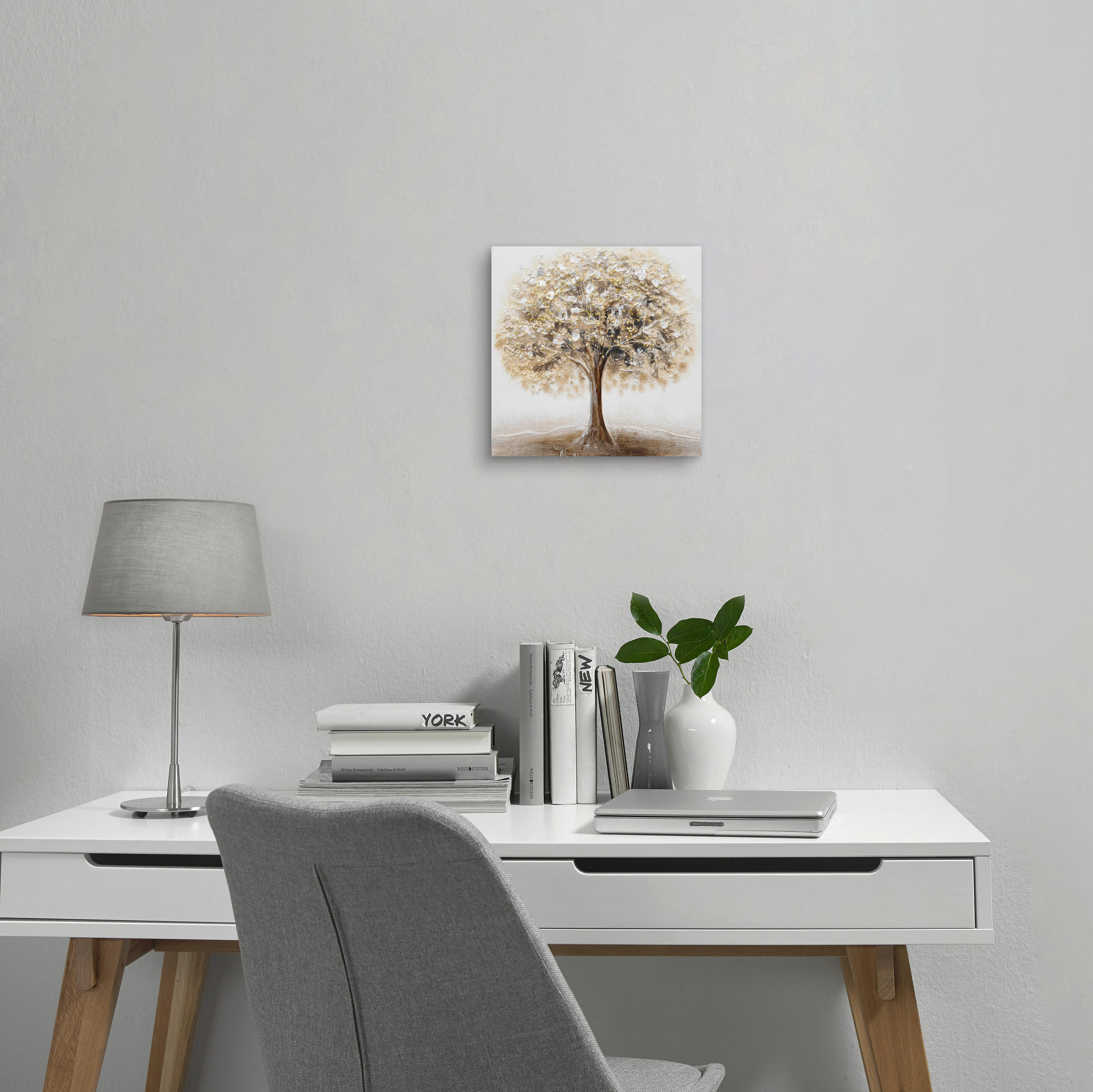 ULJENA SLIKA  30/30 cm       - bijela/zlatne boje, Design, drvo/tekstil (30/30cm) - Monee