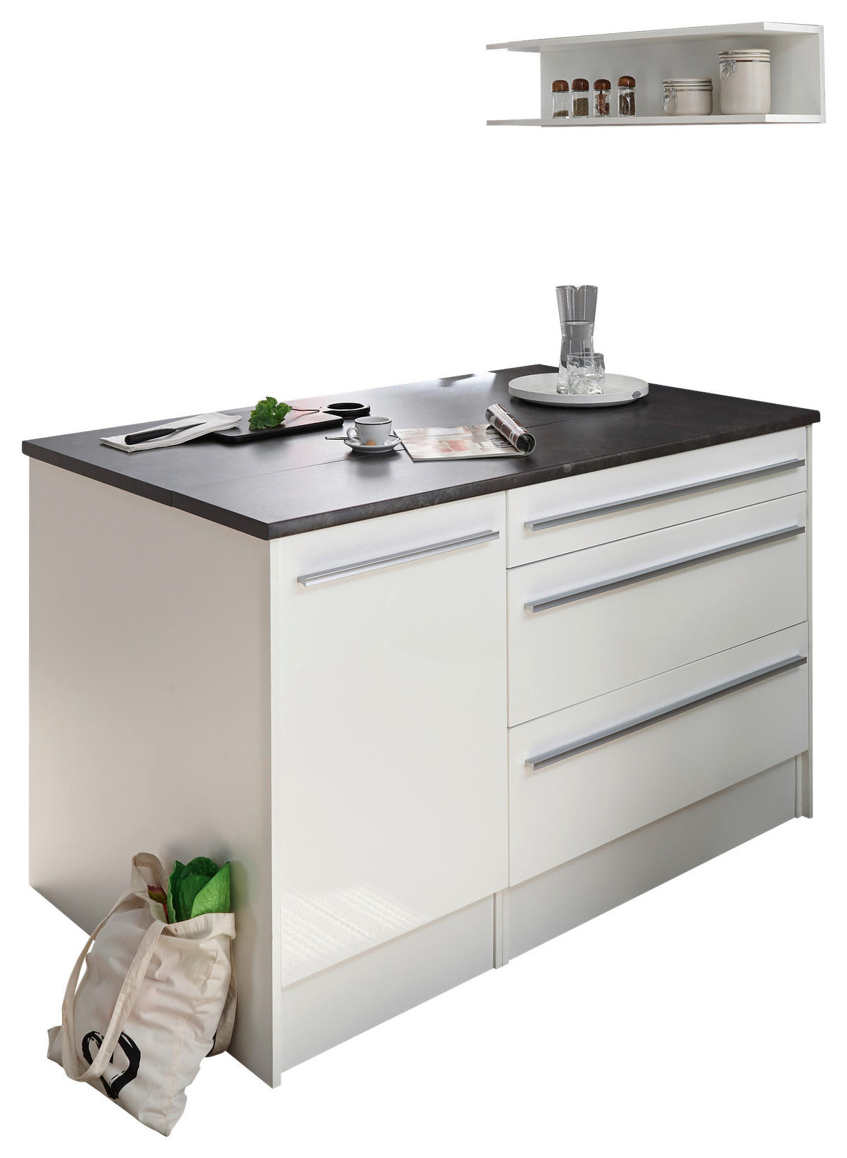KÜCHENINSEL  - Anthrazit/Silberfarben, KONVENTIONELL, Kunststoff (145/90/90cm) - MID.YOU