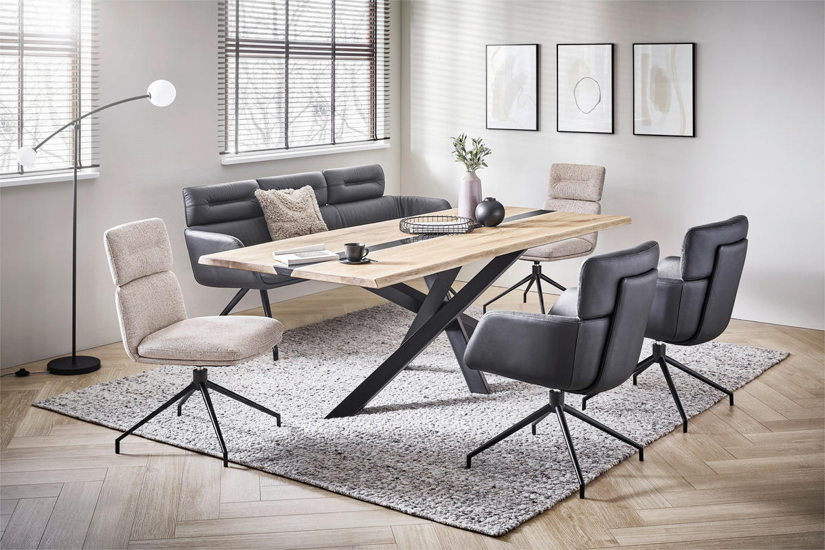 Scaun din metal, textil, negru, bej - bej/negru, Design, metal/textil (50/92/64,5cm) - Dieter Knoll