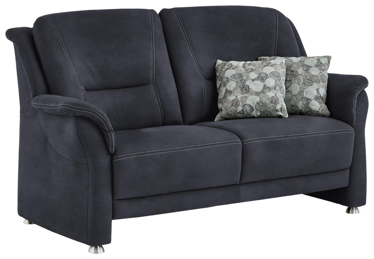 2,5-SITZER in Mikrofaser Dunkelblau  - Beige/Alufarben, Konventionell, Textil/Metall (172/100/89cm) - Beldomo Comfort