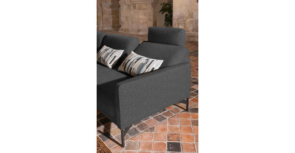 ECKSOFA in Flachgewebe Grau  - Anthrazit/Grau, Design, Textil/Metall (230/254cm) - Ambiente