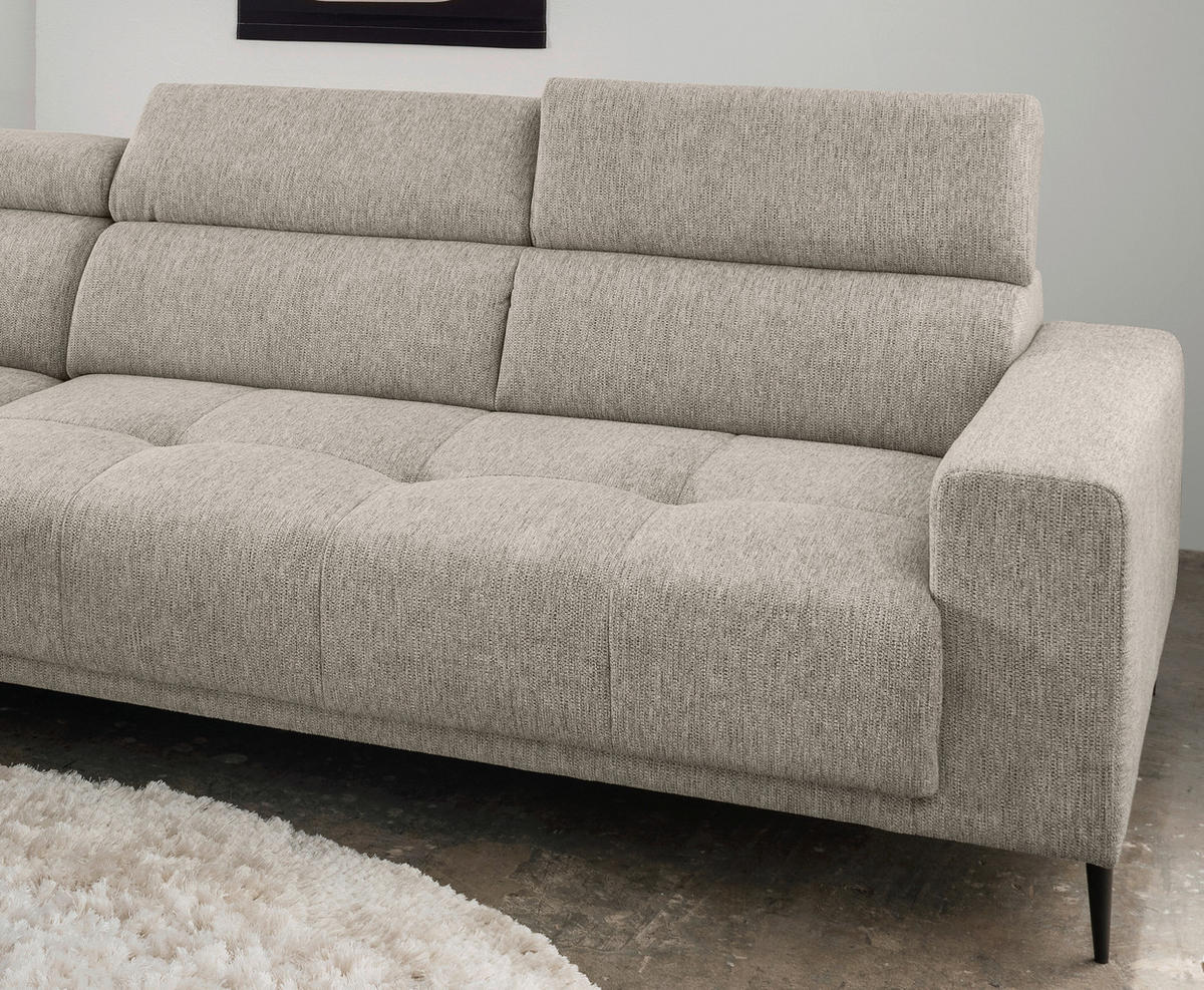 ECKSOFA Beige Chenille  - Beige/Schwarz, KONVENTIONELL, Textil/Metall (188/276cm) - Livetastic
