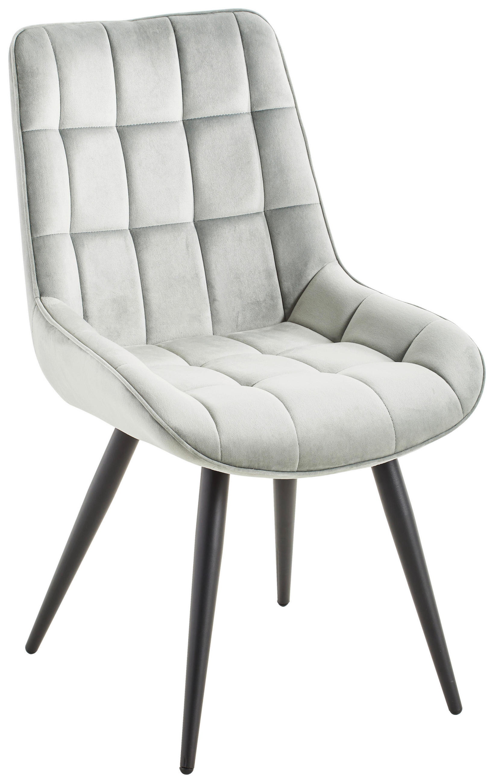 STUHL Samt Grau, Schwarz  - Schwarz/Grau, MODERN, Textil/Metall (53,5/90/62cm) - MID.YOU
