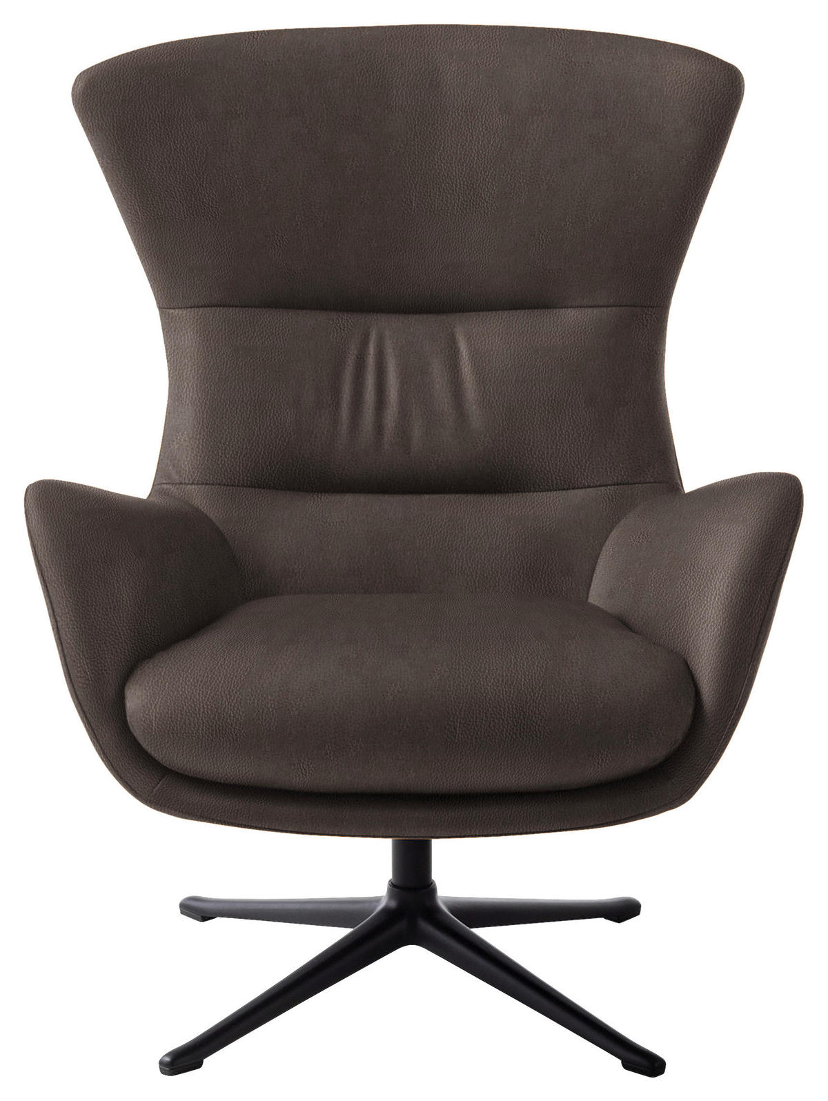 OHRENSESSEL in Dunkelbraun  - Dunkelbraun/Schwarz, Design, Leder/Metall (84/104/96cm) - home24