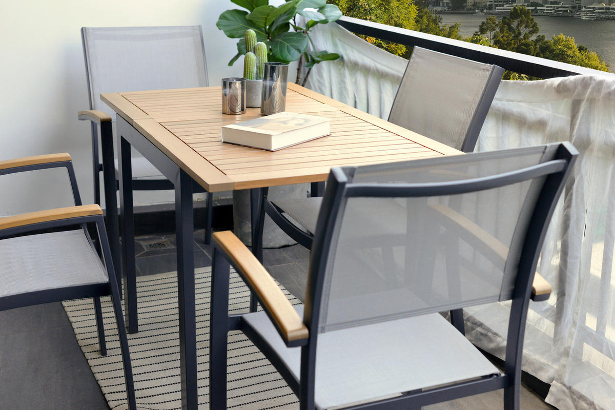 GARTENTISCH ausziehbar 75-126/70/75 cm Holz, Metall rechteckig  - Dunkelgrau/Naturfarben, Design, Holz/Metall (75-126/70/75cm) - Ambia Garden