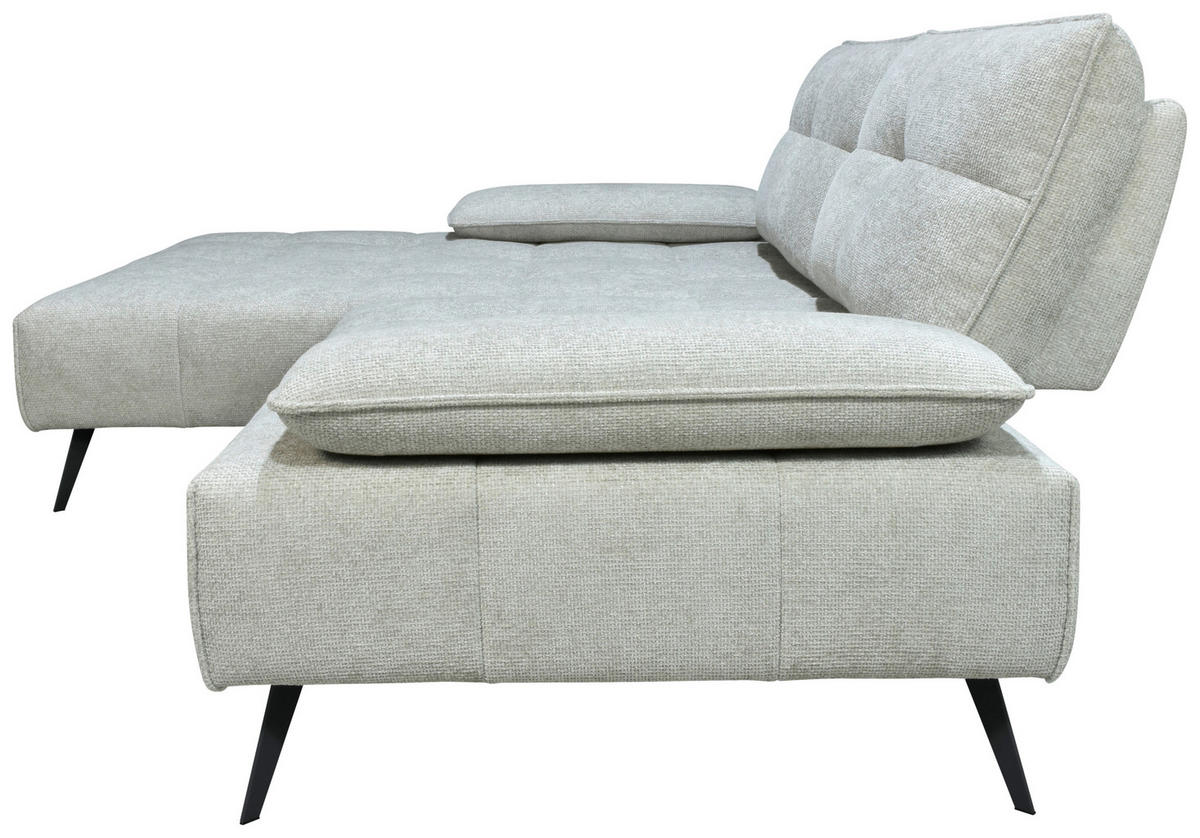 ECKSOFA Ottomane links  Greige Chenille  - Greige/Schwarz, Design, Textil/Metall (188/284cm) - Stylife