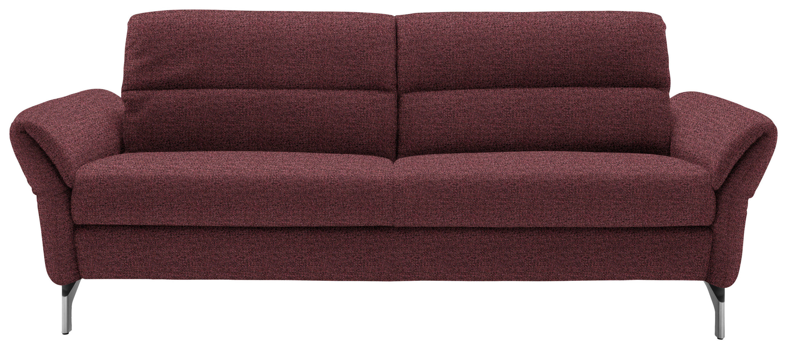 2,5-SITZER in Flachgewebe Weinrot  - Weinrot/Nickelfarben, Design, Textil/Metall (212/87/100cm) - Schöner Wohnen