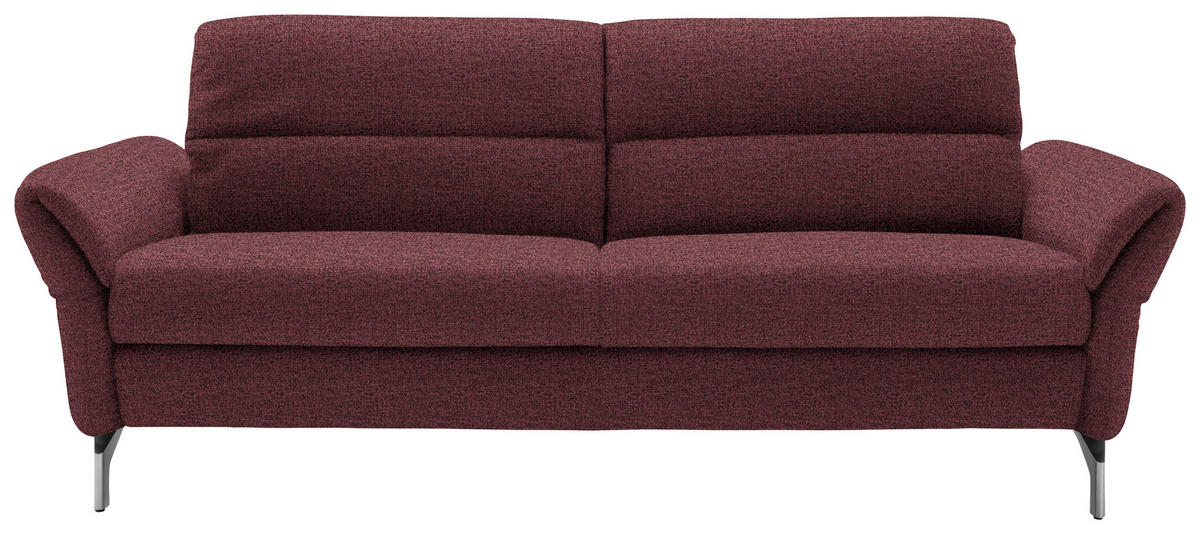 2,5-SITZER in Flachgewebe Weinrot  - Weinrot/Nickelfarben, Design, Textil/Metall (212/87/100cm) - Schöner Wohnen