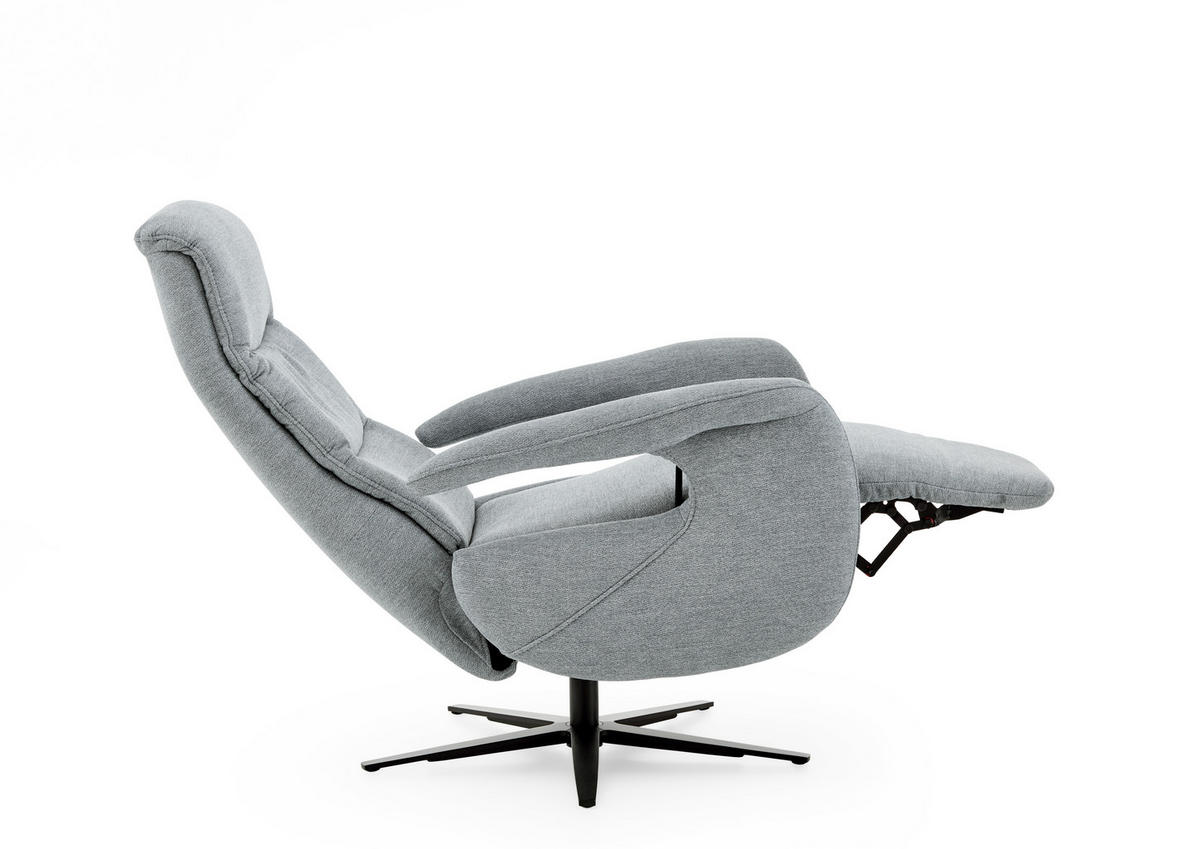 RELAXSESSEL in Textil Hellblau  - Schwarz/Hellblau, Design, Textil/Metall (71/112/83-176cm) - Beldomo Style