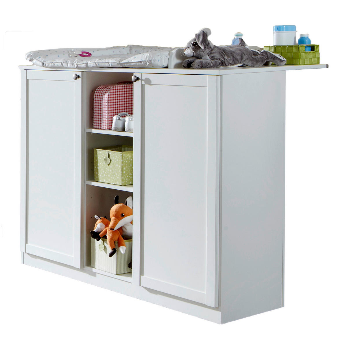 PŘEBALOVACÍ KOMODA, 122/101/75 cm - bílá/barvy zinku, Basics, kov/kompozitní dřevo (122/101/75cm)