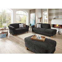 RÉCAMIERE Flachgewebe Schwarz  - Schwarz/Naturfarben, Konventionell, Holz/Textil (194/84/91cm) - Sit & More