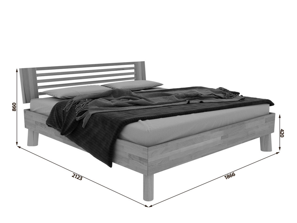 BETT 180/200 cm  in Naturfarben, Kernbuche  - Naturfarben/Kernbuche, MODERN, Holz (180/200cm) - MID.YOU