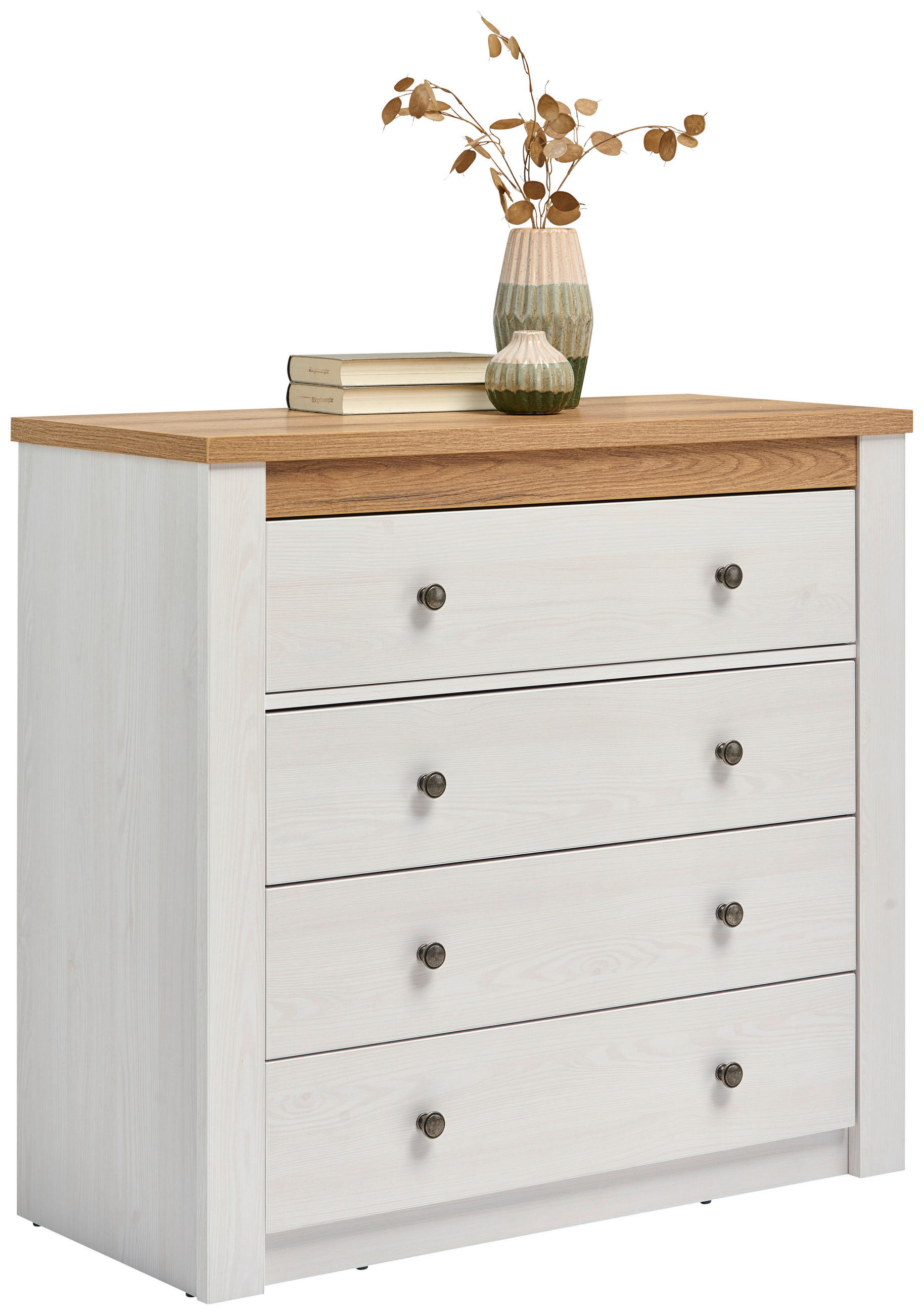 COMODĂ 97/90,5/42 cm  - alb/stejar San Remo, Basics, plastic/metal (97/90,5/42cm) - Landscape