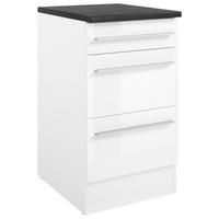 SCHUBKASTENUNTERSCHRANK 50/90/60 cm  in Weiß, Weiß Hochglanz  - Weiß Hochglanz/Silberfarben, Design, Holzwerkstoff/Kunststoff (50/90/60cm) - MID.YOU