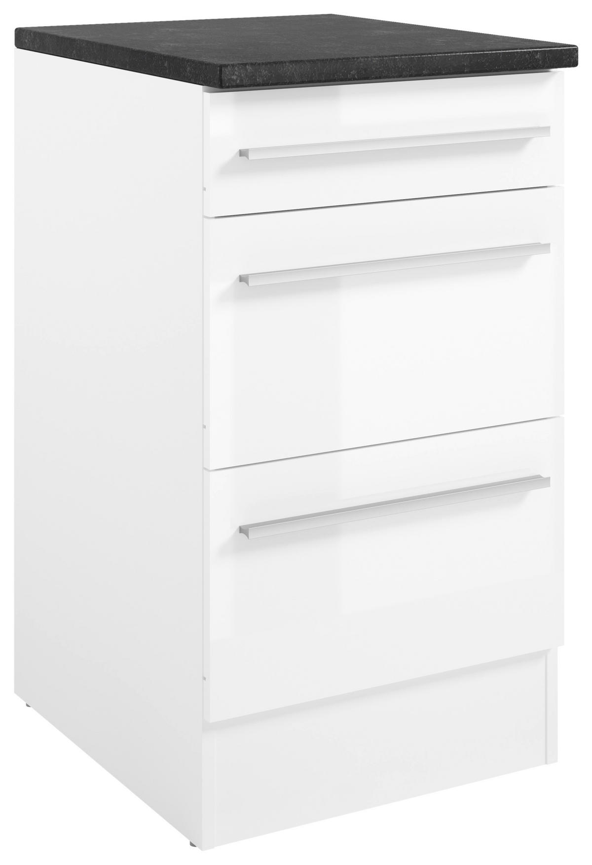 SCHUBKASTENUNTERSCHRANK 50/90/60 cm  in Weiß, Weiß Hochglanz  - Weiß Hochglanz/Silberfarben, Design, Holzwerkstoff/Kunststoff (50/90/60cm) - MID.YOU