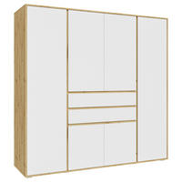 DREHTÜRENSCHRANK  in Weiß, Eiche Artisan  - Eiche Artisan/Weiß, MODERN, Holzwerkstoff (197/194/56cm) - MID.YOU