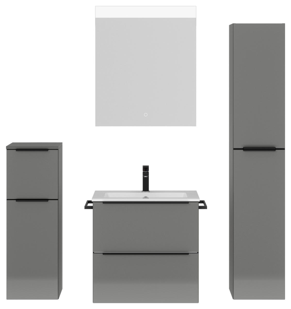 BADEZIMMER 5-teilig  in 121 cm  - Schieferfarben/Schwarz, MODERN, Holzwerkstoff/Stein (121cm) - Nobilia