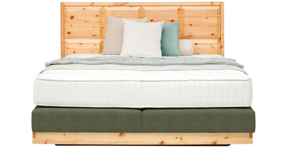 BOXSPRINGBETT 180/200 cm  in Zirbelkieferfarben, Olivgrün  - Zirbelkieferfarben/Olivgrün, Natur, Holz/Textil (180/200cm) - Valnatura