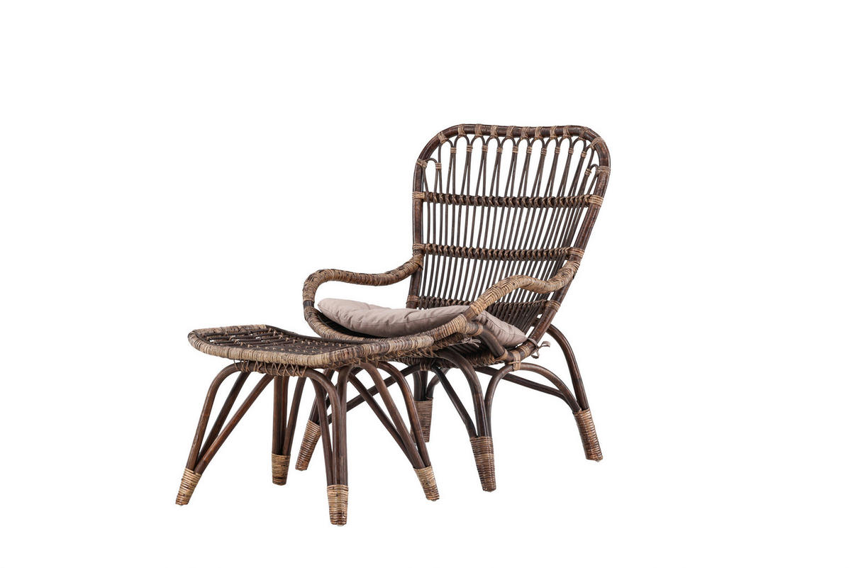 LOUNGESESSEL Braun, Beige Rattan  - Beige/Braun, MODERN, Naturmaterialien/Holz (65/98/79cm) - Gardenson