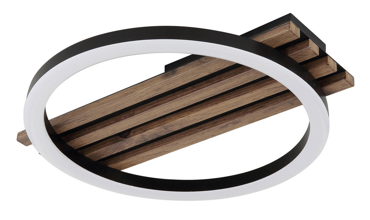 LED-DECKENLEUCHTE    34/30/6 cm  - Weiss/Dunkelbraun, Natur, Holzwerkstoff/Kunststoff (34/30/6cm) - Globo