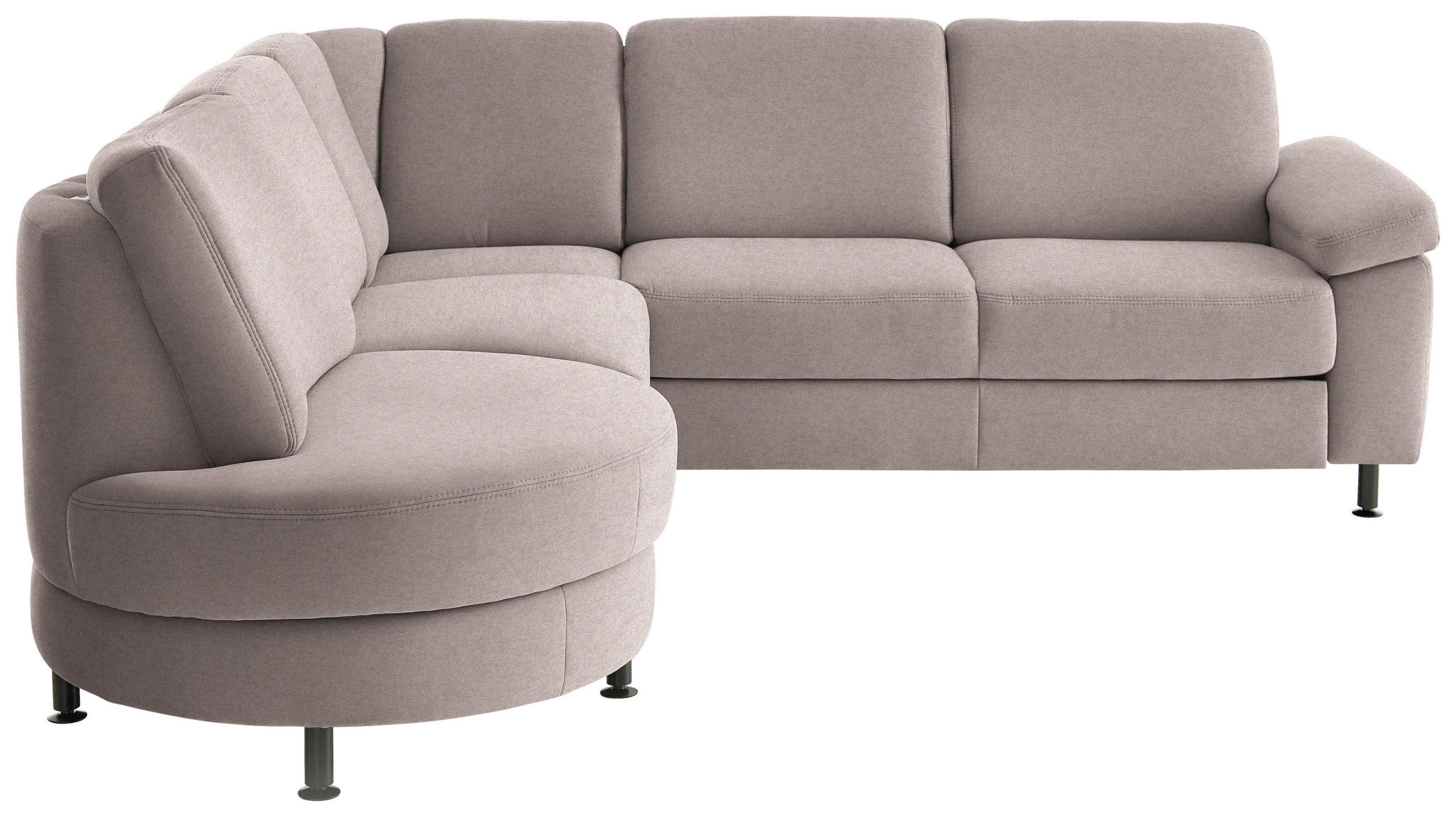 ECKSOFA  in Flachgewebe Rosa  252/248 cm  - Schwarz/Rosa, KONVENTIONELL, Textil/Metall (252/248cm) - Beldomo Comfort