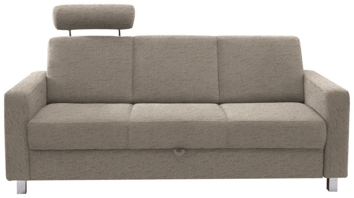 3-SITZER-SOFA in Flachgewebe Beige  - Chromfarben/Beige, Design, Textil/Metall (195/83/85cm) - Xora