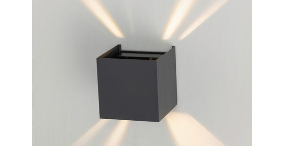 LED-WANDLEUCHTE Atlas 10/10/10 cm  - Dunkelgrau, Basics, Kunststoff/Metall (10/10/10cm) - Novel