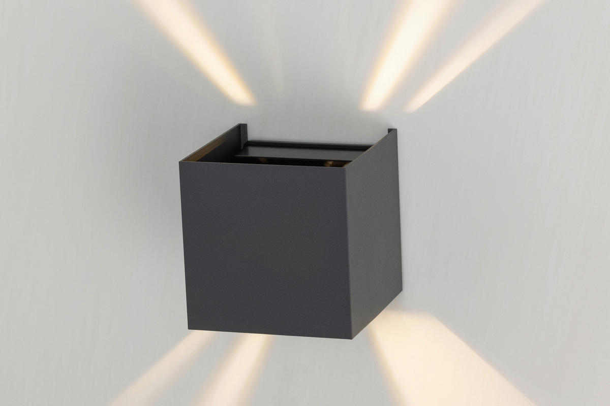 LED VÄGGLAMPA Atlas 10/10/10 cm   - mörkgrå, Basics, metall/plast (10/10/10cm) - Novel