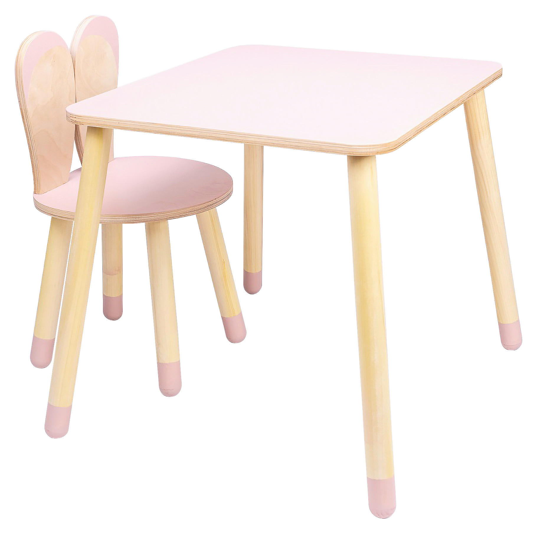 Kindersitzgruppe Bunny Table And Chair Set Pink/naturfarben