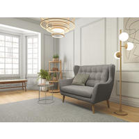 2-SITZER-SOFA in Webstoff Dunkelgrau  - Eichefarben/Dunkelgrau, Konventionell, Holz/Textil (144/107/94cm) - Trendmanufaktur